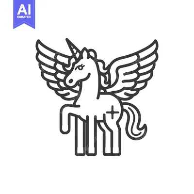 Aset premium populer: Line art illustration of a winged unicorn