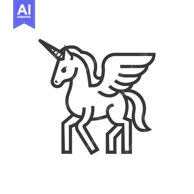 Aset premium populer: Line Art Illustration of a Winged Unicorn