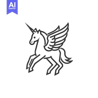 Aset premium populer: Line art illustration of a winged unicorn