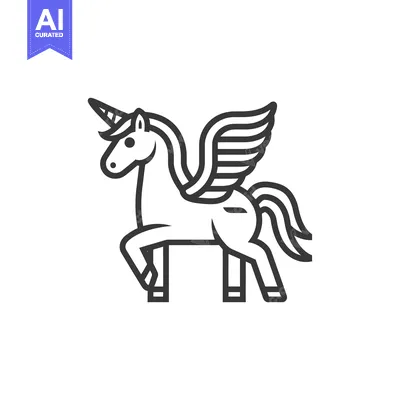 Premium design asset: Line Art Illustration of a Winged Unicorn