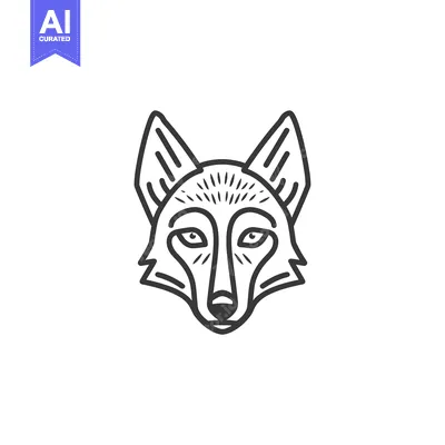 Aset premium populer: Line Art Illustration of a Wolf's Face