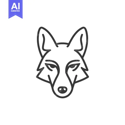 Aset desain premium: Line Art Illustration of a Wolf's Head