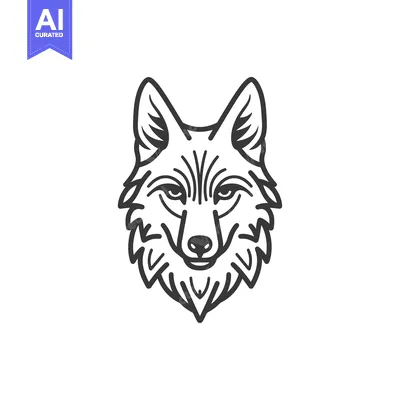 Aset premium populer: Line Art Illustration of a Wolf's Head
