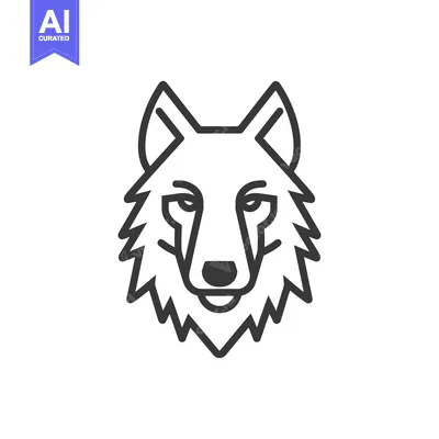 Aset desain premium: Line Art Illustration of a Wolf's Head