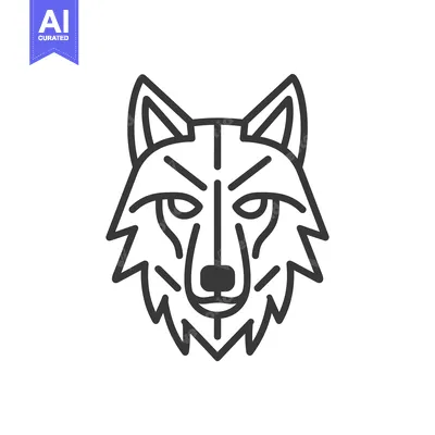 Aset premium populer: Line Art Illustration of a Wolf's Head