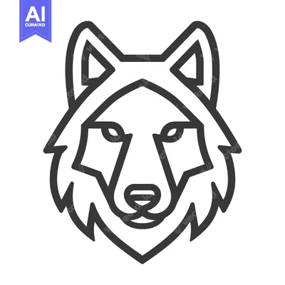 Aset desain premium: Line Art Illustration of a Wolf's Head
