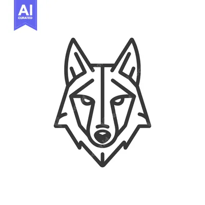 Aset desain premium: Line Art Illustration of a Wolf's Head