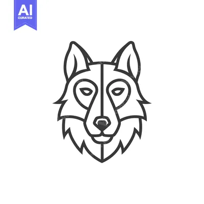 Premium design asset: Line art illustration of a wolf's head