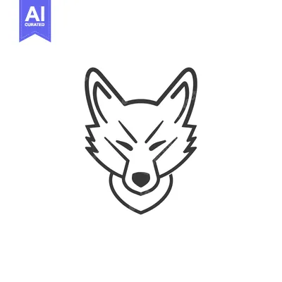 Aset premium populer: Line Art Illustration of a Wolf's Head
