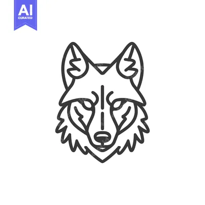 Aset premium populer: Line art illustration of a wolf's head facing forward