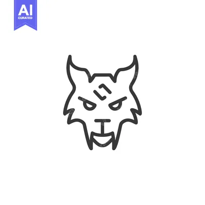 Popular premium asset: Line Art Illustration of a Wolf's Head with a Mark on its Forehead