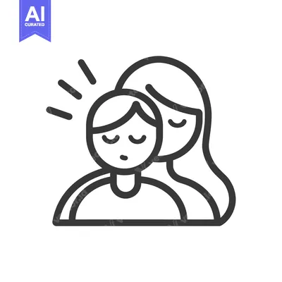 Aset premium populer: Line art illustration of a woman comforting a sad boy