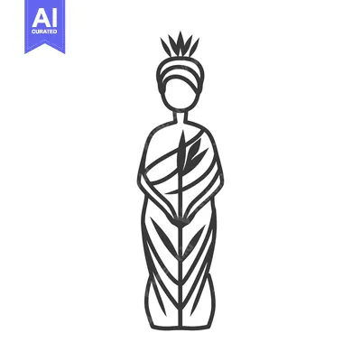 Aset premium populer: Line Art Illustration of a Woman Holding a Plant