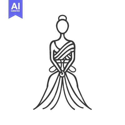 Aset premium populer: Line Art Illustration of a Woman in a Dress