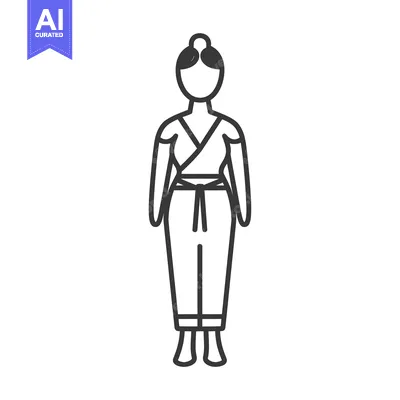 Line Art Illustration of a Woman in a Martial Arts Uniform