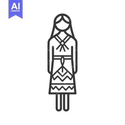 Popular premium asset: Line Art Illustration of a Woman in Traditional Clothing