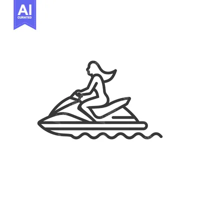 Aset premium populer: Line Art Illustration of a Woman Riding a Jet Ski