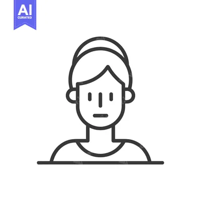 Premium design asset: Line art illustration of a woman's face with a neutral expression