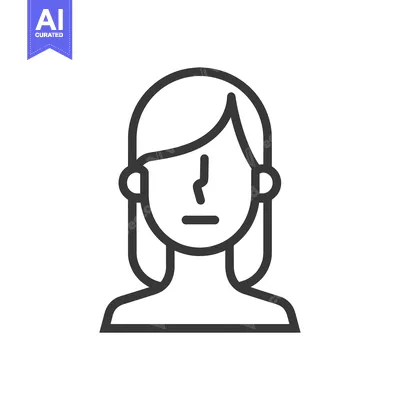 Aset desain premium: Line Art Illustration of a Woman's Face with a Neutral Expression