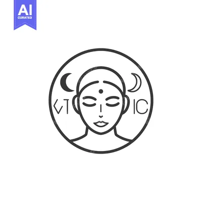 Line Art Illustration of a Woman's Face with Closed Eyes and a Dot on