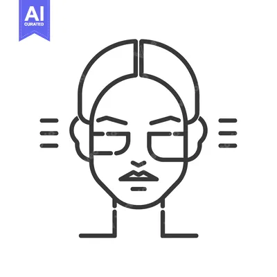 Aset desain premium: Line Art Illustration of a Woman's Face with Closed Eyes and Mouth