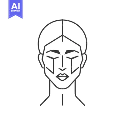 Aset premium populer: Line art illustration of a woman's face with geometric lines for beaut