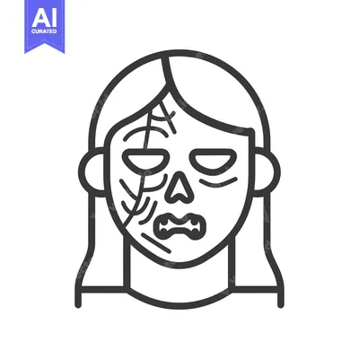 Aset premium populer: Line art illustration of a woman's face with stitches