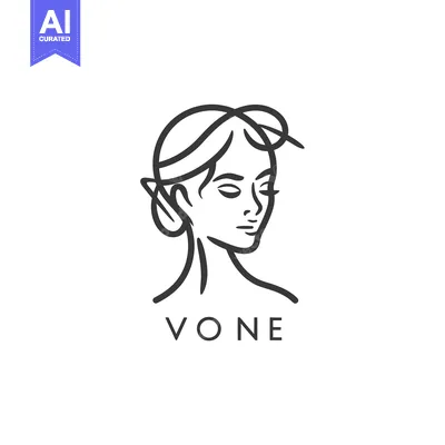Aset premium populer: Line Art Illustration of a Woman's Face with the Word Vone Below