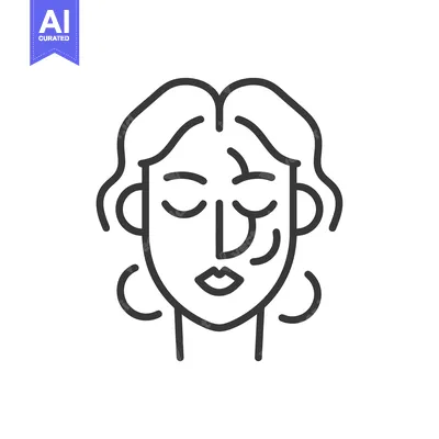 Aset premium populer: Line art illustration of a woman's face with wrinkles