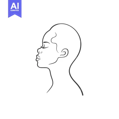 Premium design asset: Line art illustration of a woman's head in profile