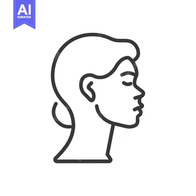 Aset premium populer: Line art illustration of a woman's head in profile