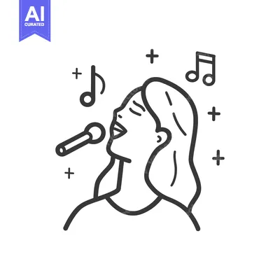 Popular premium asset: Line Art Illustration of a Woman Singing into a Microphone