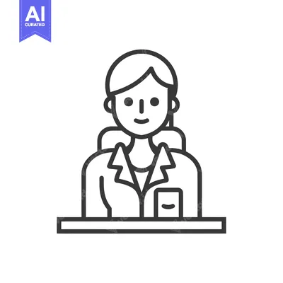 Aset premium populer: Line art illustration of a woman sitting at a desk