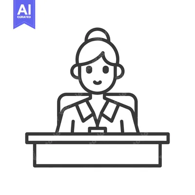 Popular premium asset: Line art illustration of a woman sitting at a desk
