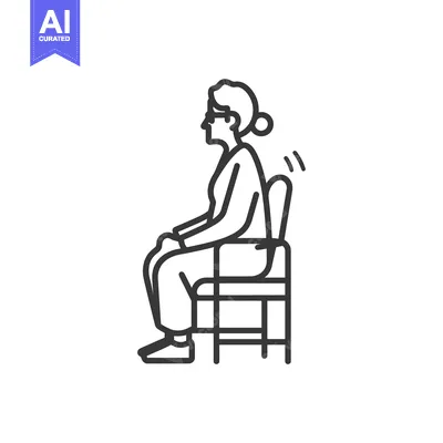 Premium design asset: Line art illustration of a woman sitting in a chair with good posture