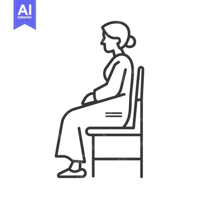 Aset desain premium: Line Art Illustration of a Woman Sitting on a Chair