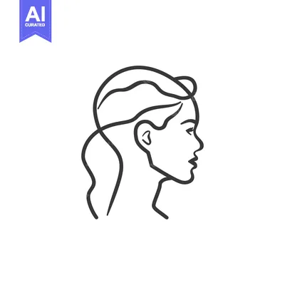 Aset desain premium: Line Art Illustration of a Woman's Profile