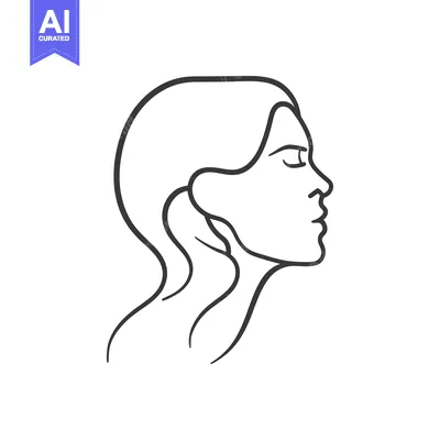 Premium design asset: Line Art Illustration of a Woman's Profile