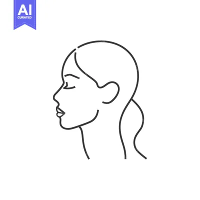 Aset premium populer: Line Art Illustration of a Woman's Profile with a Ponytail