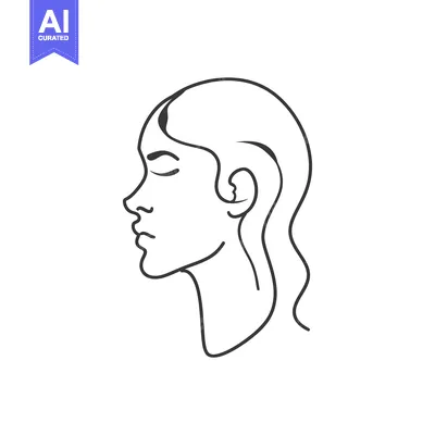Aset premium populer: Line Art Illustration of a Woman's Profile with Closed Eyes