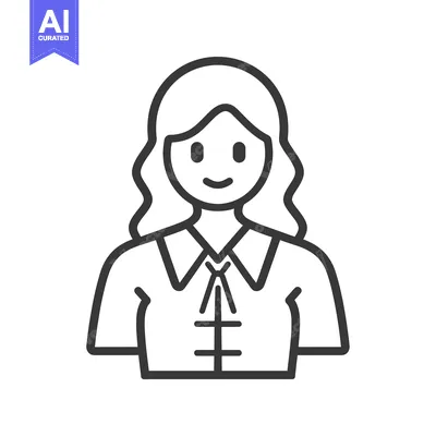 Aset desain premium: Line Art Illustration of a Woman Wearing a Collared Shirt