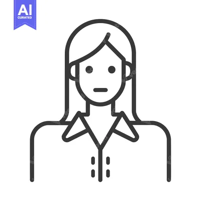 Popular premium asset: Line Art Illustration of a Woman Wearing a Collared Shirt