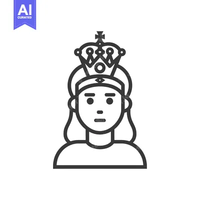 Aset premium populer: Line Art Illustration of a Woman Wearing a Crown