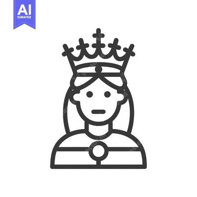 Premium design asset: Line art illustration of a woman wearing a crown