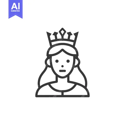 Line art illustration of a woman wearing a crown