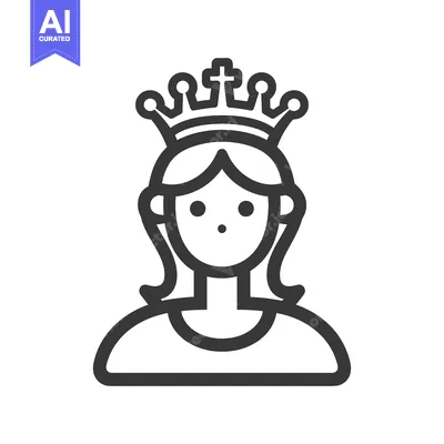 Aset premium populer: Line art illustration of a woman wearing a crown
