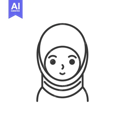 Line art illustration of a woman wearing a headscarf