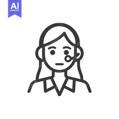 Aset desain premium: Line art illustration of a woman wearing a headset