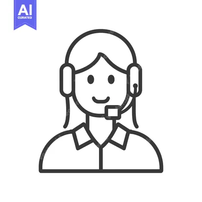 Aset premium populer: Line Art Illustration of a Woman Wearing a Headset