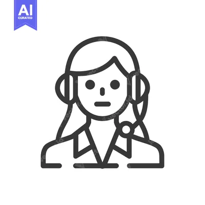 Popular premium asset: Line art illustration of a woman wearing a headset